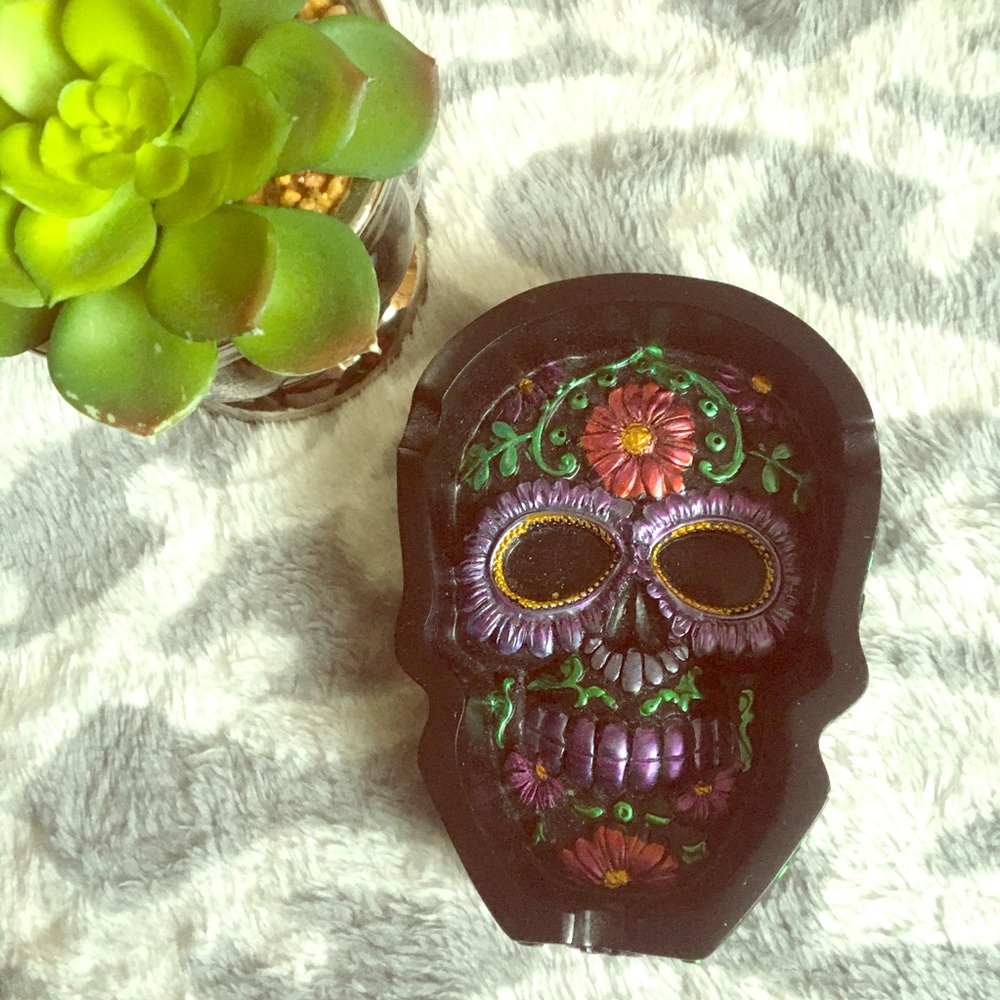 Day of the Dead tray decor sugar Skull box purple